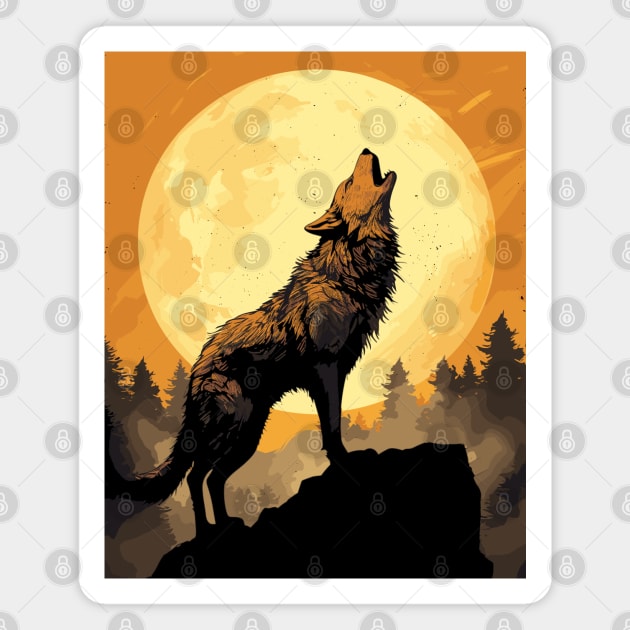 Full Moon Lone Aplha Brindle Dire Wolf Magnet by RuftupDesigns